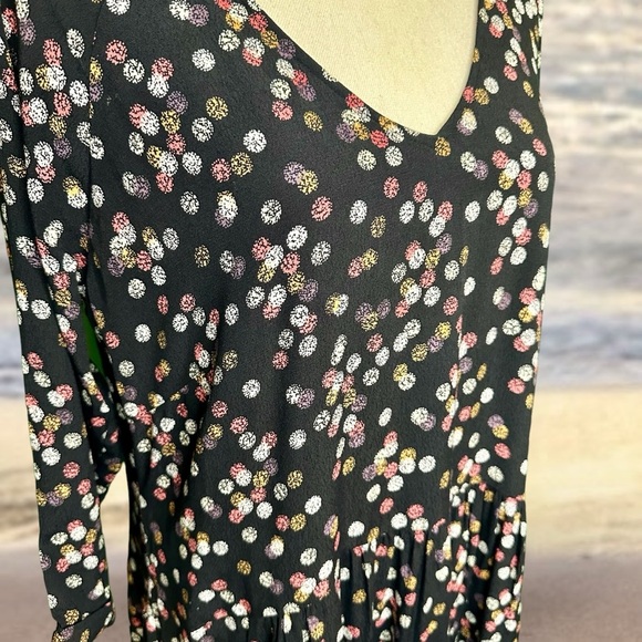 Garnet Hill Black Painter’s Dot Drop Waist Pocketed Midi Dress Size 10 - Picture 14 of 14